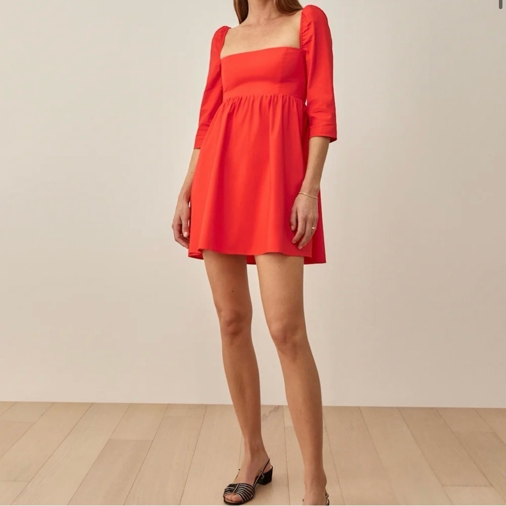 Reformation Gibson Puff Half Sleeve Mini Dress
